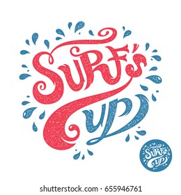 Surf's Up hand-lettering, t-shirt typographic design