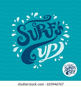 Surf's Up hand-lettering, t-shirt typographic design