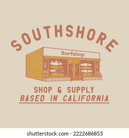 Surfshop Illustration Vintage T-Shirt Graphic Shop Supply