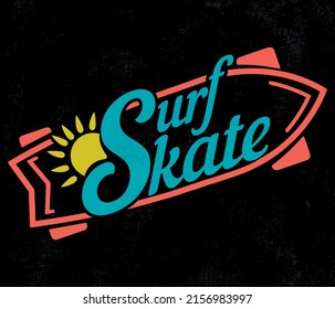 Surfskate, vector, ilustration, lettering, caligraphy, surf, skate, lifeslyle, color , logo skate