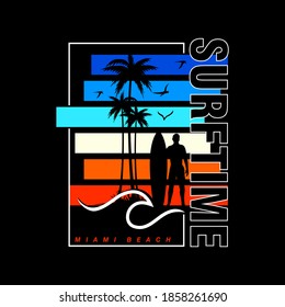 SURFTIME design. MIAMIbeach. Vector illustration.
