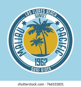 Surf,typography,malibu,tee shirt graphics,badge,vector