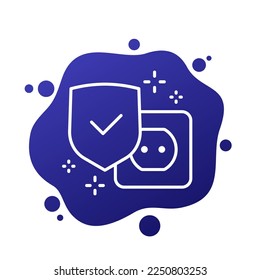 icono de línea de protección contra sobretensiones, vector