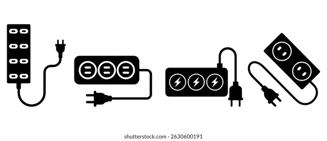 Silhueta de protetores contra sobretensão. Silhueta do protetor contra surtos de corrente. Silhueta do protetor contra surtos elétricos sobre fundo branco.