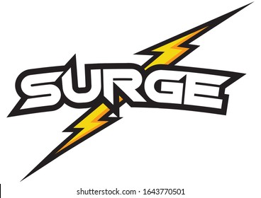 Surge Text Vector Logo template with lightning bolt