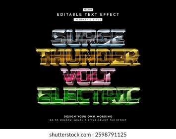 surge thunder volt modern neon electric glow shiny 3d text effect template