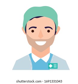 surgeon avatar character flat style icon vector illustration design