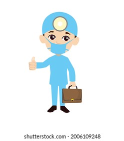 Cirujano Mejor De La Suerte Pose Vector Plano Ilustración De Caricatura
