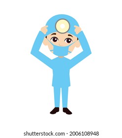 Surgeon Confused Flat Vector Cartoon Illustration