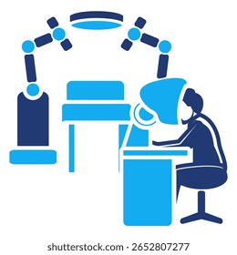 Cirurgião com ícone de console representado pelo estilo Dualtone humano, mesa, cirúrgico.