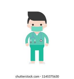 Surgeon, Cute character professional people in flat design