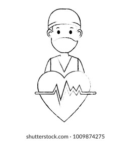 surgeon doctor with heart avatar character icon