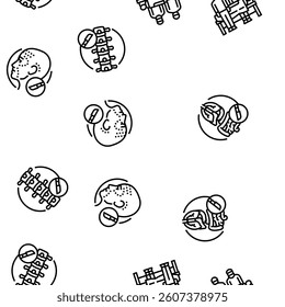surgeon doctor hospital vector seamless pattern thin line illustration