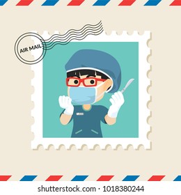 Surgeon doctor postage stamp on air mail envelope