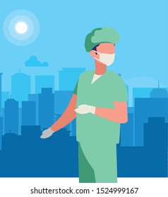 surgeon doctor professional character vector illustration design