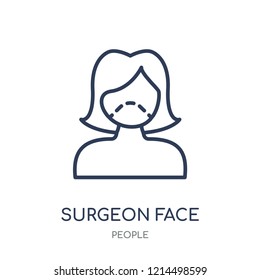 Surgeon face icon. Surgeon face linear symbol design from People collection. Simple outline element vector illustration on white background.
