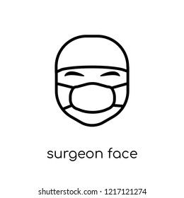 Surgeon face icon. Trendy modern flat linear vector Surgeon face icon on white background from thin line People collection, editable outline stroke vector illustration