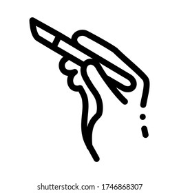 Surgeon Hand With Scalpel Icon Vector. Surgeon Hand With Scalpel Sign. Isolated Contour Symbol Illustration