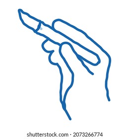 surgeon hand with scalpel sketch icon vector. Hand drawn blue doodle line art surgeon hand with scalpel sign. isolated symbol illustration