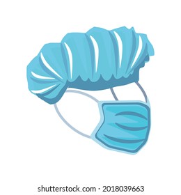 cirujano en sombrero y enmascarar icono aislado