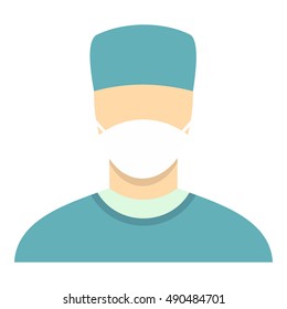 Surgeon icon in flat style isolated on white background. Job symbol vector illustration