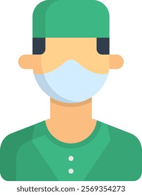 Surgeon Icon Flat Vector Illustration