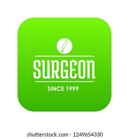 Surgeon icon green vector isolated on white background