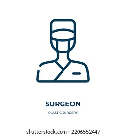 Surgeon Icon. Linear Vector Illustration From Plastic Surgery Collection. Outline Surgeon Icon Vector. Thin Line Symbol For Use On Web And Mobile Apps, Logo, Print Media.