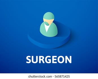 Surgeon icon, vector symbol in flat isometric style isolated on color background