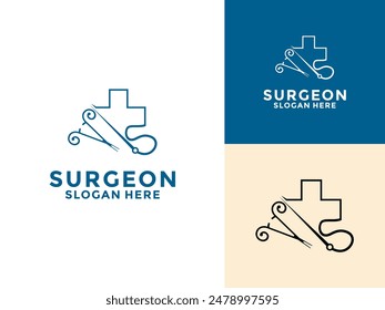 Surgeon logo vector design, Surgery department logo. Medical surgical logo, Surgery department logo