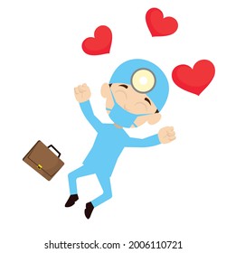 Surgeon in Love Flat Vector Cartoon Illustration
