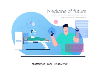 Surgeon makes an operation to the patient with the help of the latest technology