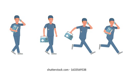Surgeon man character vector design. Presentation in various action.