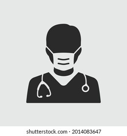 Surgeon in mask icon. Vector illustration.