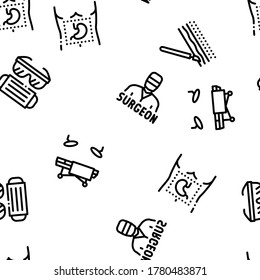 Surgeon Medical Doctor Seamless Pattern Vector Thin Line. Illustrations