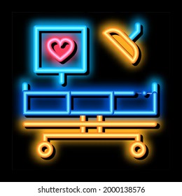 surgeon medical table neon light sign vector. Glowing bright icon surgeon medical table sign. transparent symbol illustration