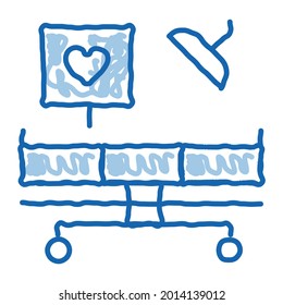 surgeon medical table sketch icon vector. Hand drawn blue doodle line art surgeon medical table sign. isolated symbol illustration