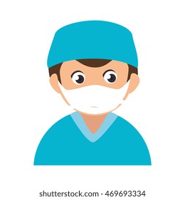 surgeon nurse uniform man male hospital health medical vector illustration isolated 