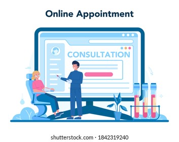 Surgeon online service or platform. Doctor performing medical operations. Professional medical specialist. Online appointment. Isolated vector illustration
