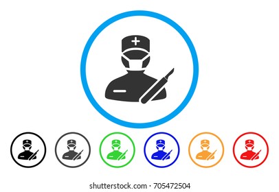 Surgeon rounded icon. Vector illustration style is a flat iconic symbol inside a circle, with black, gray, green, blue, orange, red color versions. Designed for web and software interfaces.