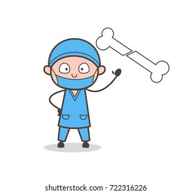 Surgeon Showing Broken Bone Vector Illustration