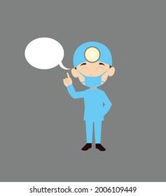 Surgeon with Speech Bubble Flat Vector Cartoon Illustration