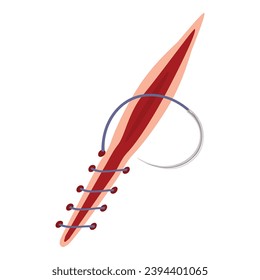 Vector de dibujos animados de icono de sutura de cirujano. Atención médica de lesiones. Signo de estado