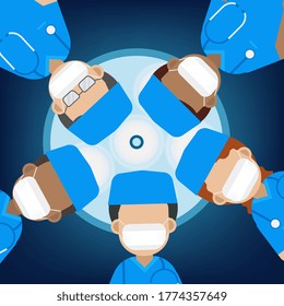Surgeon team in surgery room flat design vector illustration