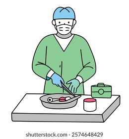 Surgeon Wearing Protective Gear Ready to Perform - Vector Illustration.surgeon, protective gear, vector, surgery, medical, healthcare, doctor, surgeon vector, operating room, medical illustration, 