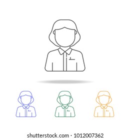 surgeon woman avatar multicoloured icons. Element of profession avatar of for mobile concept and web apps. Thin line  icon for website design and development, app development on white background