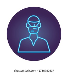 surgeon worker character neon style icon vector illustration design