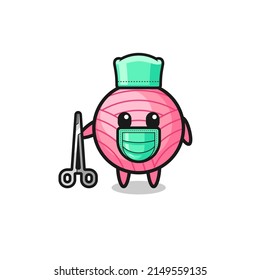 surgeon yarn ball mascot character , cute design