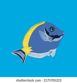 Surgeonfish (acanthurus leucosternon). Vector EPS 10 illustration. 