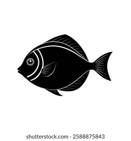 Surgeonfish (Tang) Silhouette Vector Art and Black Color Surgeonfish (Tang) Fish Design
